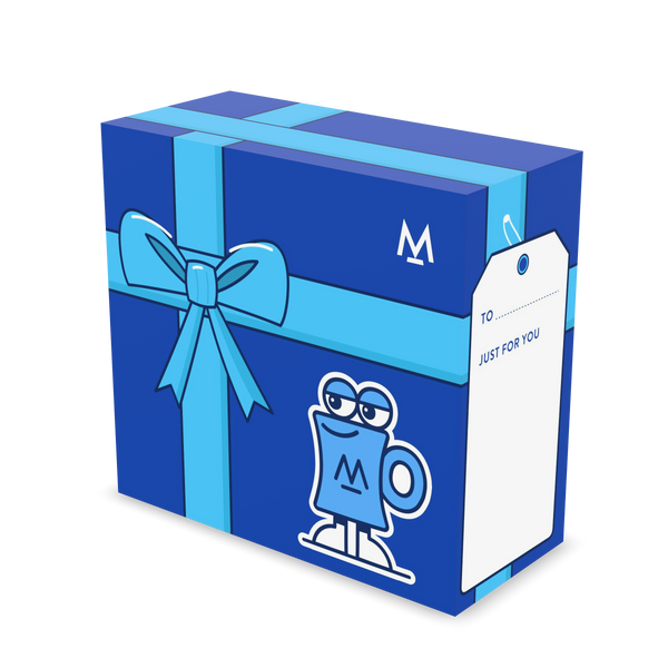 Just For You Coffee Gift Box – gift box with a bag of coffee, three-quarter view