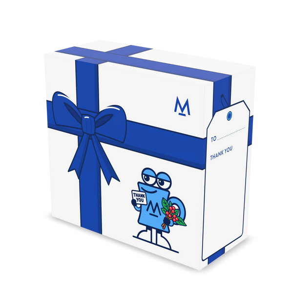 Thank You Coffee Gift Box – gift box with a bag of coffee, three-quarter view