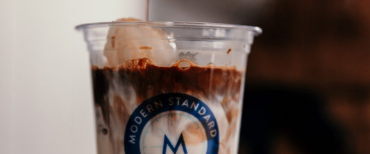Glass of iced cold brew coffee