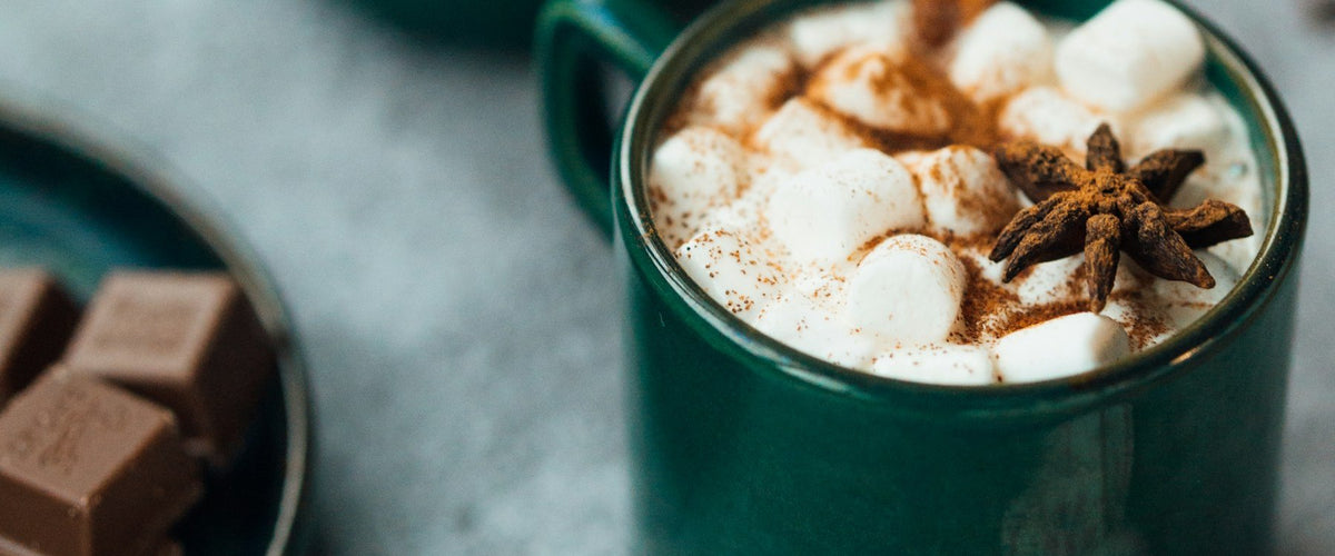 Mint hot chocolate in a mug
