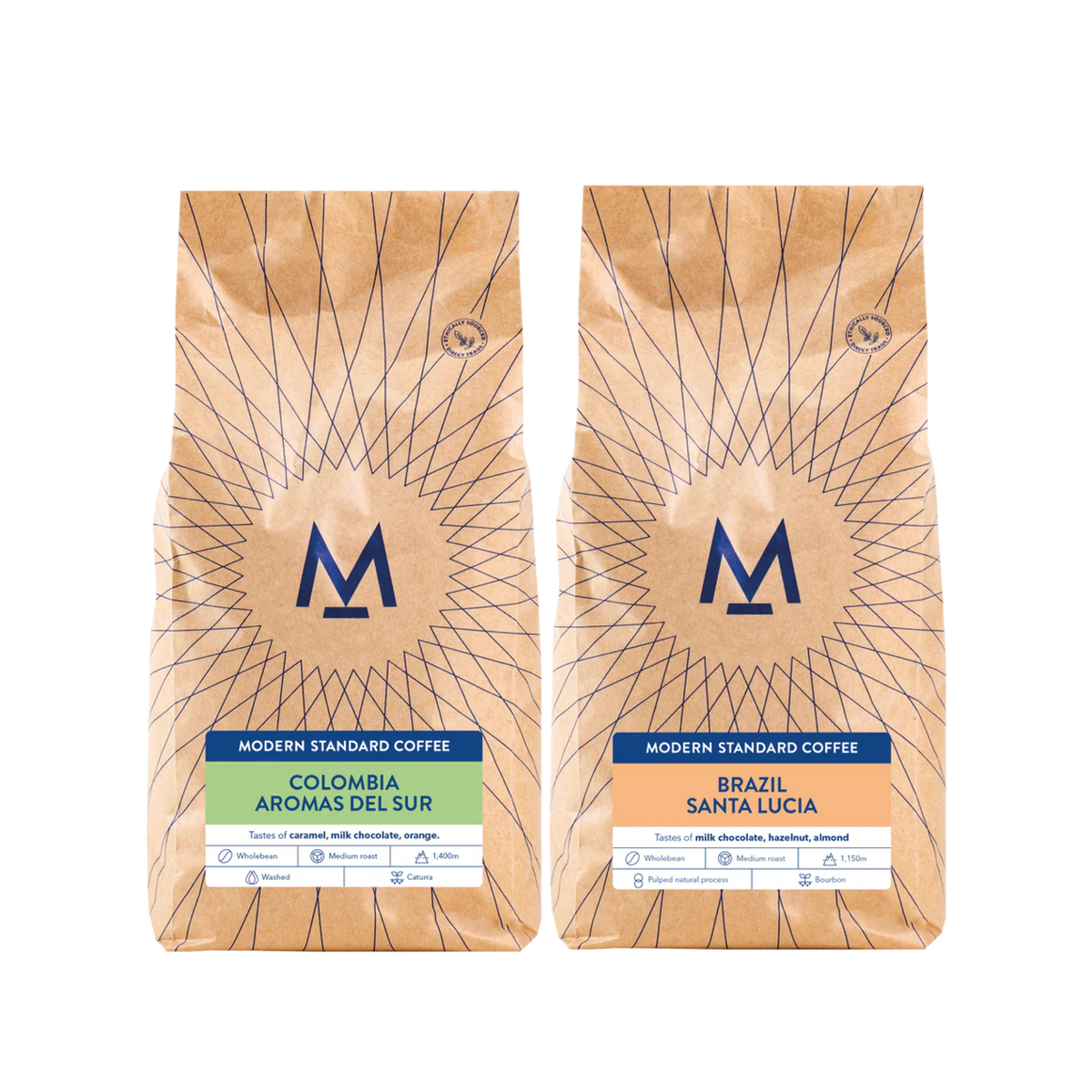 Mix & Match 1kg: Aromas del Sur Colombia and Santa Lucia Brazil bags