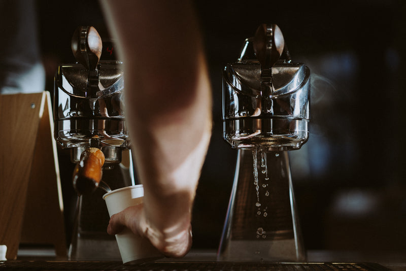 Takeaway cup under the Modbar espresso tap at Channel 4