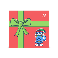 Christmas Coffee in free gift wrap: Elf Mo red gift box with green ribbon, front | Modern Standard Coffee