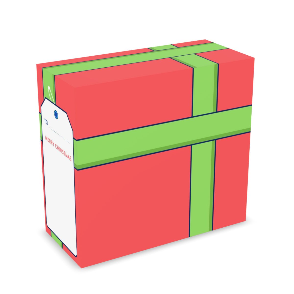 Christmas Coffee in free gift wrap: Elf Mo red gift box with green ribbon, back | Modern Standard Coffee