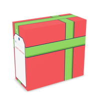 Christmas Coffee in free gift wrap: Elf Mo red gift box with green ribbon, back | Modern Standard Coffee