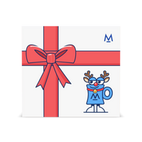 Christmas Coffee in free gift wrap: Rudolph Mo white gift box with red ribbon, front | Modern Standard Coffee
