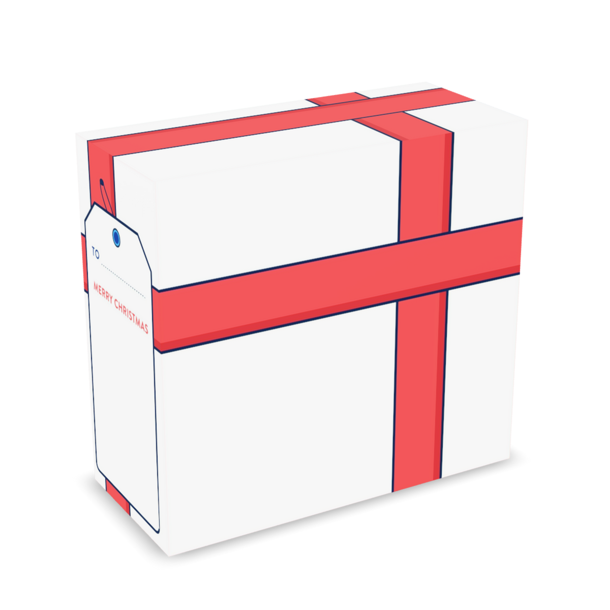 Christmas Coffee in free gift wrap: Rudolph Mo white gift box with red ribbon, back | Modern Standard Coffee