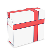 Christmas Coffee in free gift wrap: Rudolph Mo white gift box with red ribbon, back | Modern Standard Coffee