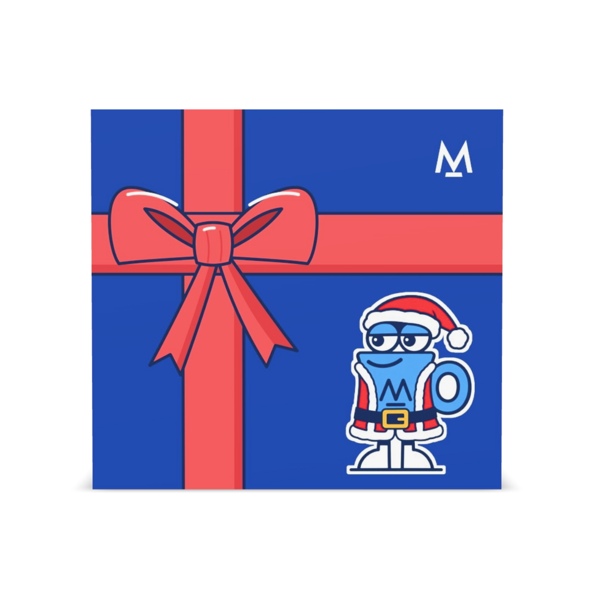 Christmas Coffee in free gift wrap: Santa Mo navy gift box with red ribbon, front | Modern Standard Coffee