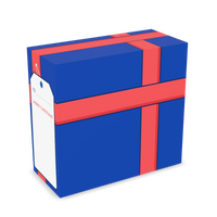 Christmas Coffee in free gift wrap: Santa Mo navy gift box with red ribbon, back | Modern Standard Coffee