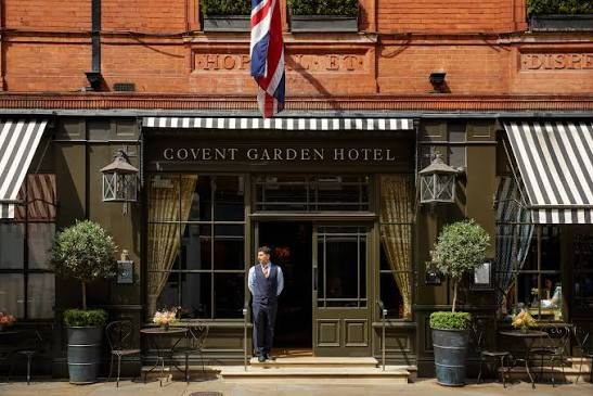 A luxury hotel entrance in Covent Garden, London