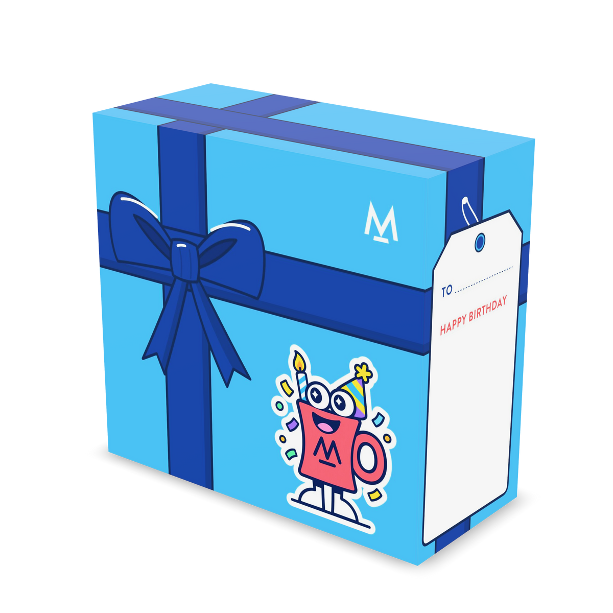 Happy Birthday Coffee Gift Box – gift box with a bag of coffee, three-quarter view