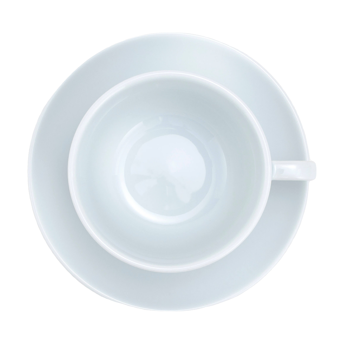 Overhead view of the Modern Standard Coffee Ancap Verona latte cup and saucer