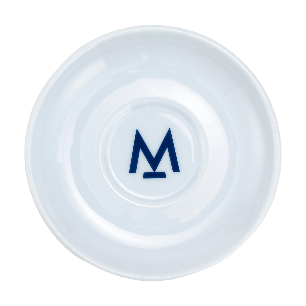 Modern Standard Coffee latte saucer with the M logo