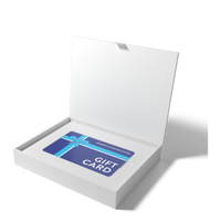 Open magnetic gift box holding the Modern Standard Coffee gift card
