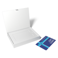 Gift card beside the open box, showing the card insert