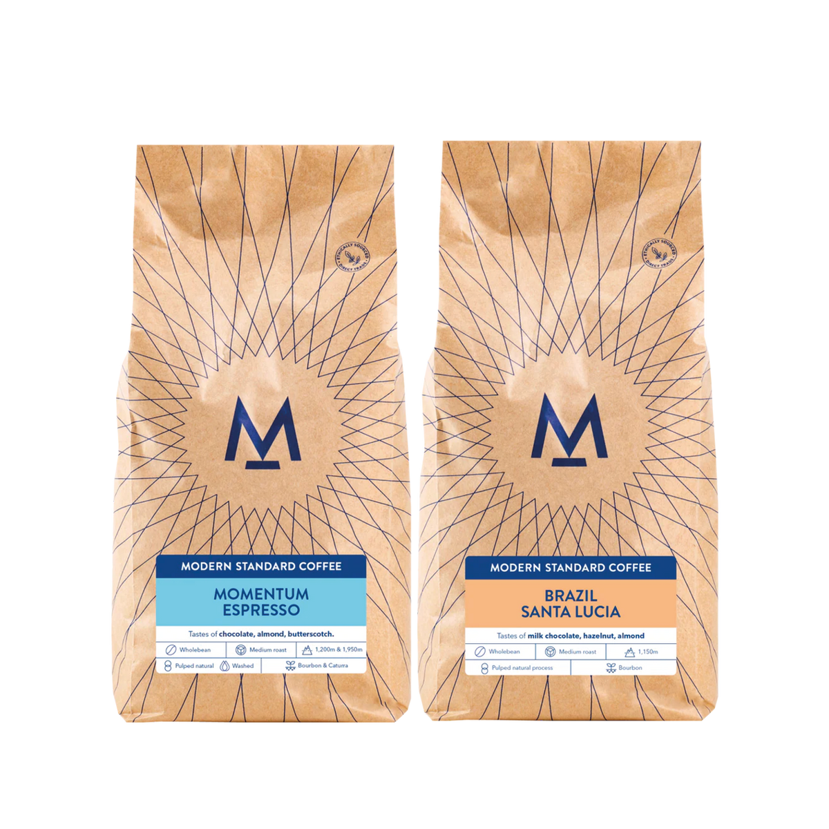 Mix & Match 1kg: Momentum Espresso and Santa Lucia Brazil bags
