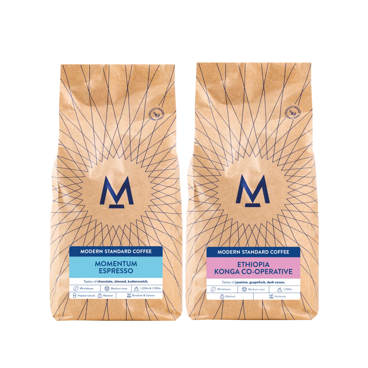 Mix & Match 1kg: Momentum Espresso and Konga Co-operative Ethiopia bags