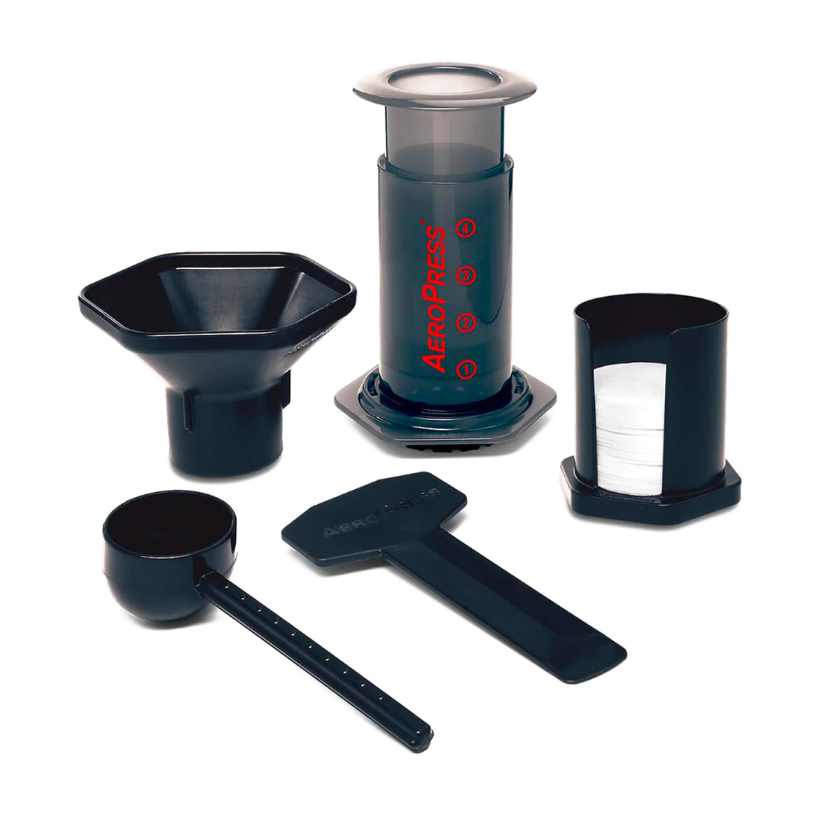 AeroPress Original coffee maker with funnel, scoop, stirrer and filter holder