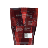 Back of the 1kg 52% Hot Chocolate pouch with how-to-make guide
